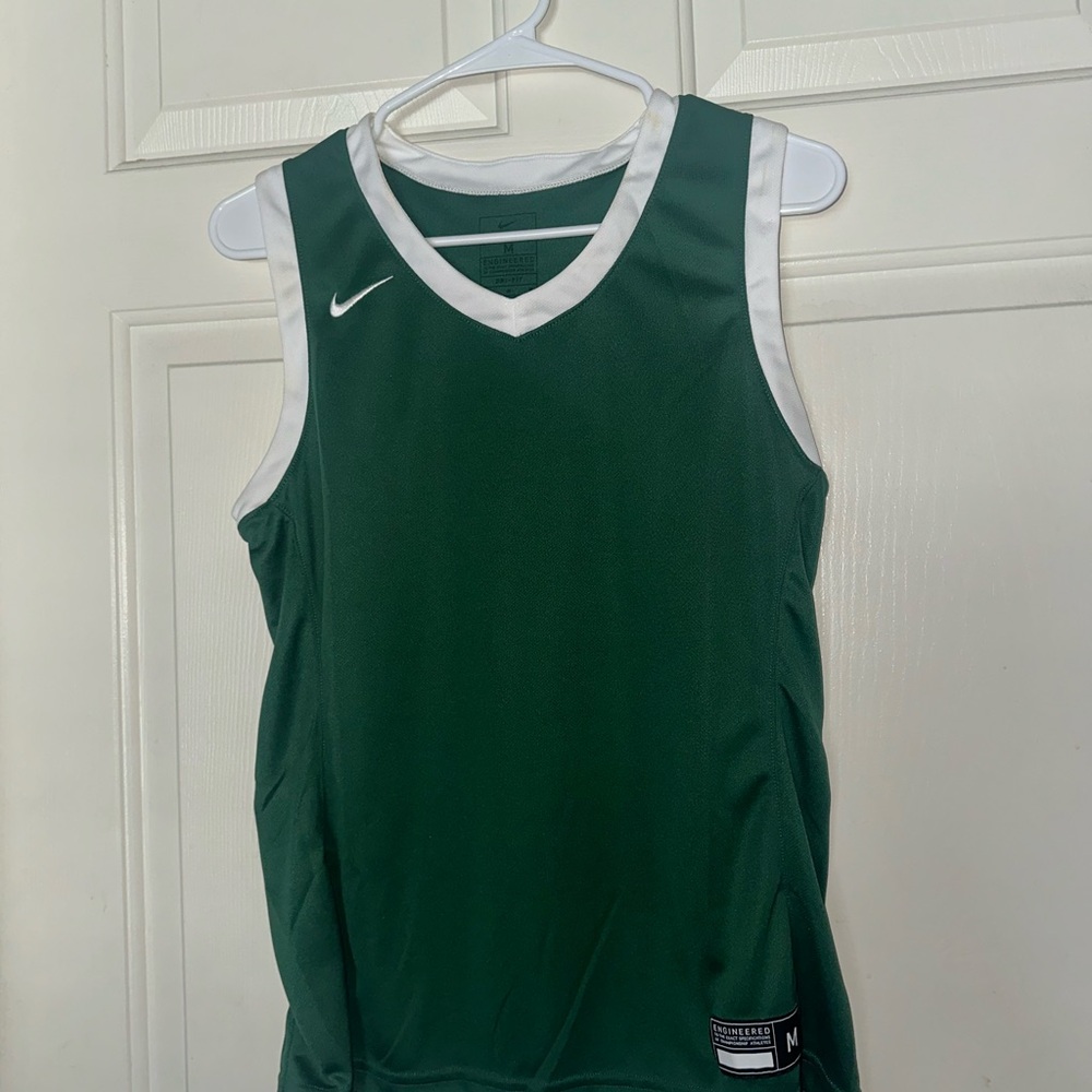 Womens Nike Green and White Sports Jersey Medium